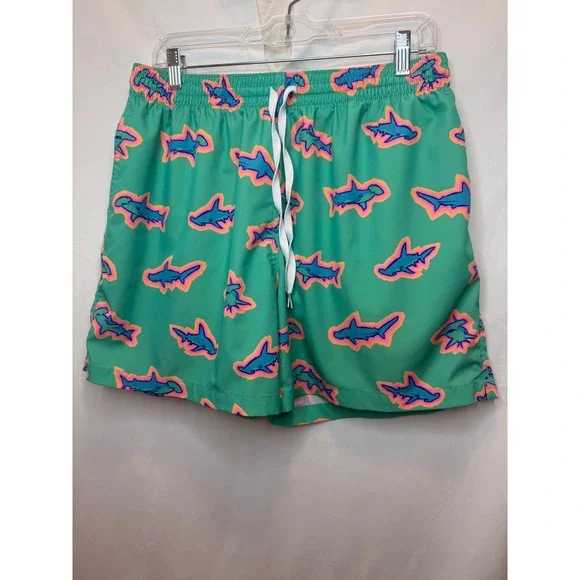 Chubbies XL Swim Trunks Shark Print Drawstring Elastic Waist Shorts See Pics - Picture 1 of 4